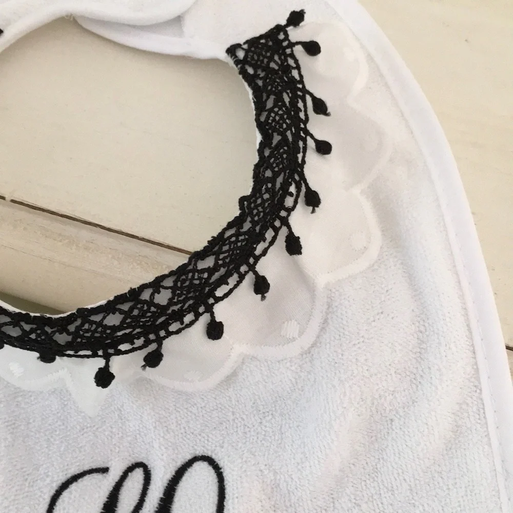 Embroidered “H” White Terrycloth Personalized Brand New Girl Bib Baby Gift